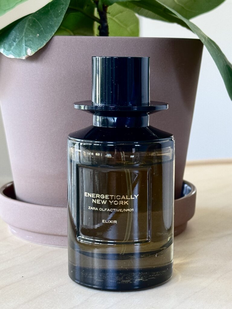 Zara Energetically New York Elixir perfume bottle with dark brown glass design