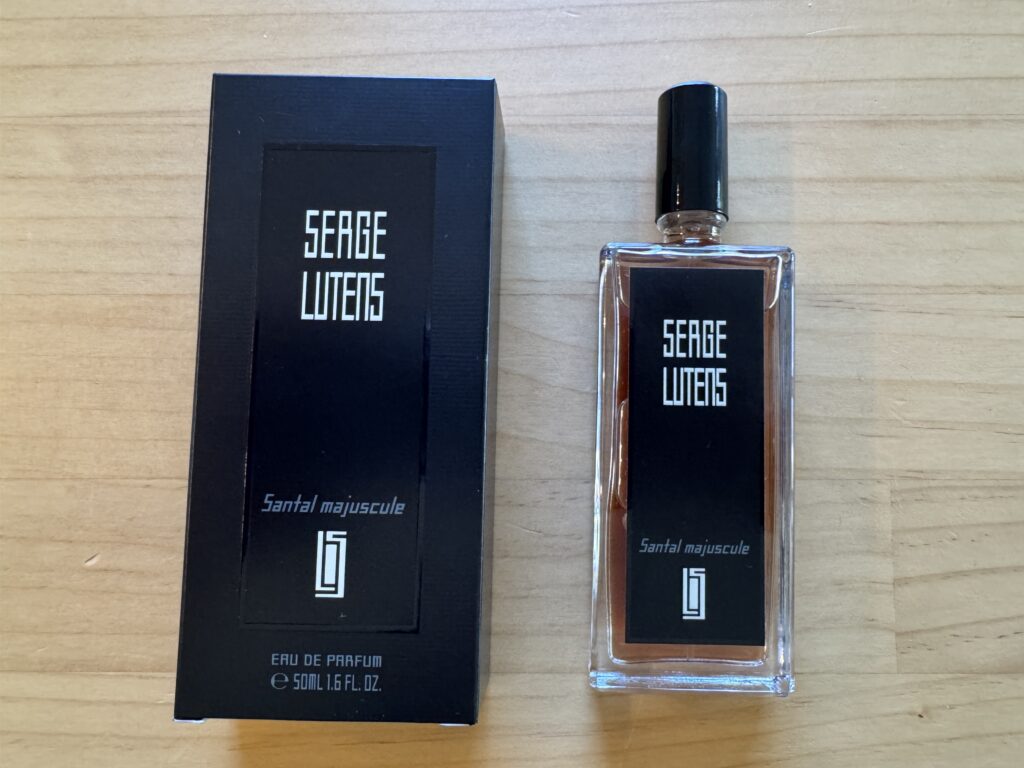 Serge Lutens Santal Majuscule perfume bottle and box front view